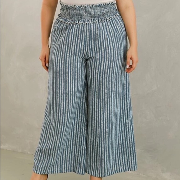 NEW•XL-2X•EVA BLUE EASY BREEZY BLUE WIDELEG PANTS•NWT - Picture 2 of 13